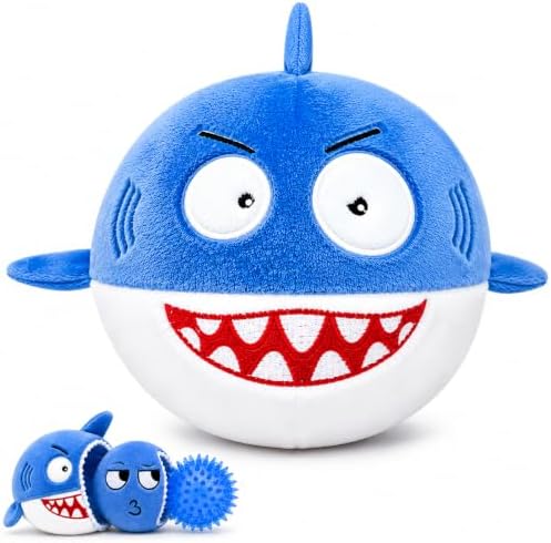 Dog Toy for Aggressive Chewers, No Stuffing Crinkle Soft Plush 3-in-1 Shark