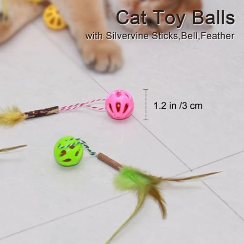 3-in-1 Cat Toy Balls, Colorful Lattice, 6 Pcs