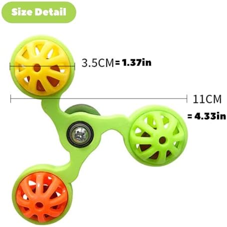 Spinning Bird-Toys Bird Cage Toys & Bird Perch Parrot-Parakeet Budgie Cockatiel Conure Macaw Chicken Parrot Enrichment Cage Accessories Small Animal Chewing Toy (Green Spinner Bell)