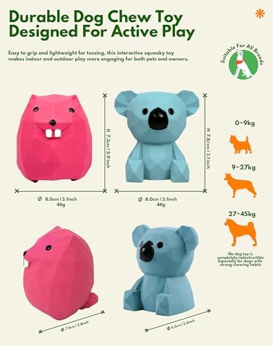 Deeow Soft Latex Dog Toys, Squeaky Puppy Teething Enrichment Toys 2''