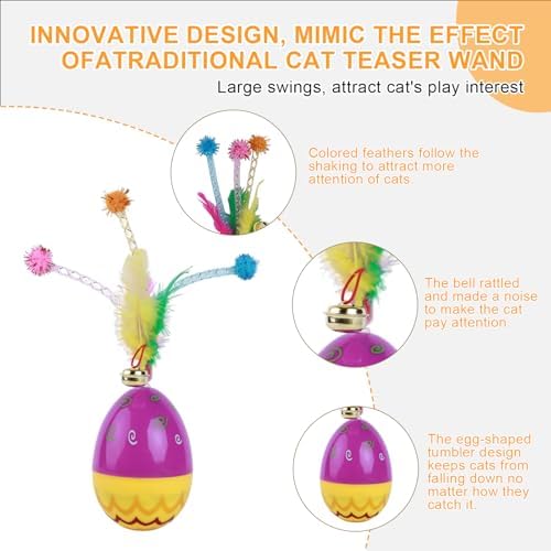 direfly 2025 New Interactive Cat Feather Ball Toy Set - Cat Toys with Feather Tails, Rolling for Indoor Cats & Kitten Exercise, Safe & Fun Play,It can Swing Without Falling Down, Durable (2 Set)