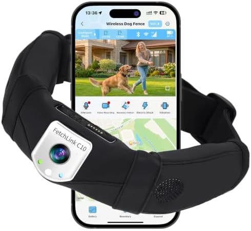 GPS Wireless Dog Fence No Subscription, Full App Control, Custom Virtual Fence, WiFi & SIM Card Supported, First‑Person View, Two‑Way Audio, Adjustable for Medium & Large Dogs