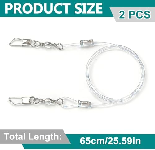 PAGOW 2pcs Replacement Strings for Cat Wand Toy, Chew-Proof Cat Toy Wire with Universal Lobster Clasps, 25.59 Inch Refill Cat Paracord Strings Replacement for Heavy Chewers - Clear
