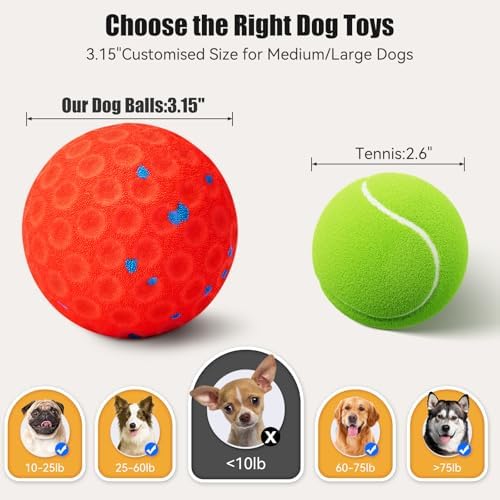 Interactive Dog Toys, Chew-Proof Dog Ball for Aggressive Chewers