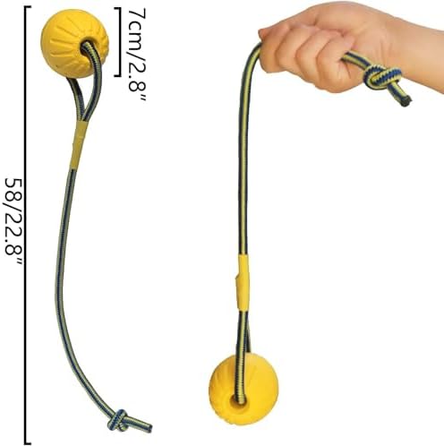2 Pack Ball with Rope Dog Toy,Fling Dura Foam Toy,Dog Water Float Ball Rraining Boall on Rope (1 * 7cm/2.8"+1 * 9cm/3.5")