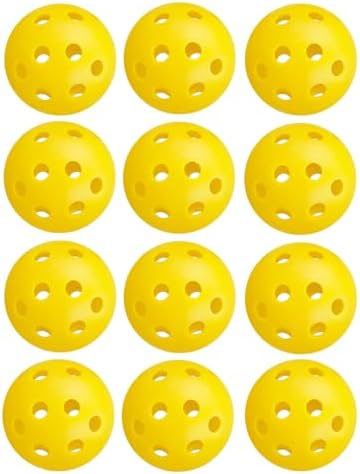12Pcs Cat Ball Toy, Low Noise No Bells Holey Plastic Cat Balls, Funny Interactive Cats Toys for Indoor Cats, Firm Toy Balls for Kitten Puppy Ferret Bird (1.65", Yellow)