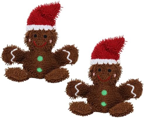 MIGHTY® 2 Pack Microfiber Medium Ball: Gingerbread Man Plush Dog Toy