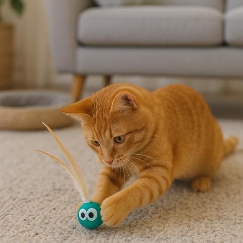 Pet Fit For Life Bouncing Balls Cat Toy with Feather - 4 Count Pack