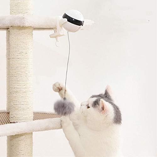 Automatic Cat Teaser Toy with Electric Yo-Yo Motion, Clamp-On Design, Plush Ball Attachment for Interactive Play