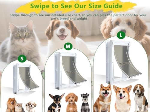 Dog Door for Door - Durable Plastic Magnetic Pet Door with Lock Panel, S