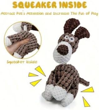 3pcs Dog+Cow+Donkey Squeaker Inside, Knotted Design, Small & Medium Dogs, 9.1 x 6.3 inches, Donkey & Dog Designs