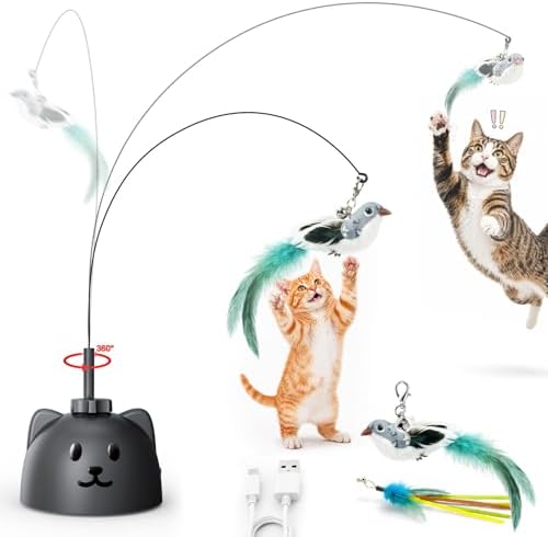 CATPICK Automatic Interactive Cat Toy, Flying Bird Wand for Indoor Cats