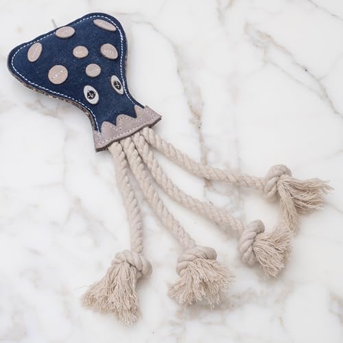 Fuzzl Eco Leather Otto Octopus Natural and Tough Dog Toys - Long Lasting Chew Toys for Aggressive Chewers - Strong Dog Toy for Dogs and Puppy