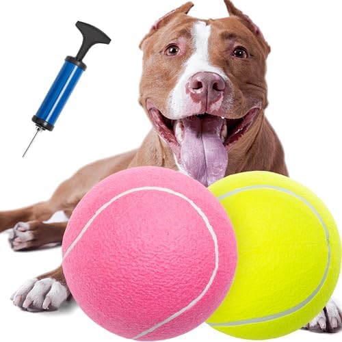 9.5" Large Dog Tennis Balls, 2 Pack Interactive Fetch Toy Ball