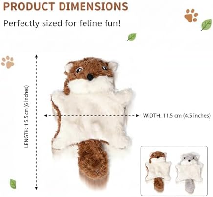3 Pcs Interactive Flying Squirrel Cat Toy with Catnip, Squeaker & Crinkle Paper - Ultra-Soft Plush Kitten Chew Toy for Indoor Cats, Stimulating Exercise & Boredom Relief Stuffed Animal (2 Colors)