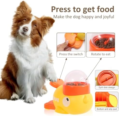 3 Grain Outlets Dog Treat Dispenser Toy, Duck-Shaped Interactive Dog Feeder Toy with Covers, Easy to Clean Pet Treat Dispenser with Non Slip Base