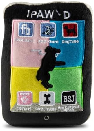 Dog Diggin Designs iPaw’d Plush Dog Toy | Luxury-Inspired Parody Smartphone Dog Toy with Squeaker, Soft Plush Novelty Dog Toy – Modern Fashion Accessories