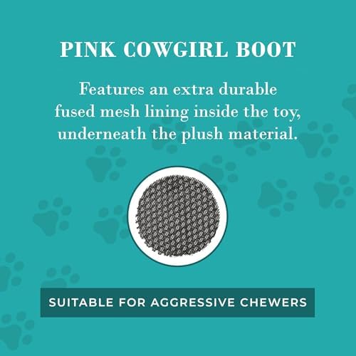 Haute Diggity Dog Cowgirl Boot Plush Dog Toy, Western Stuffed Chew Toy