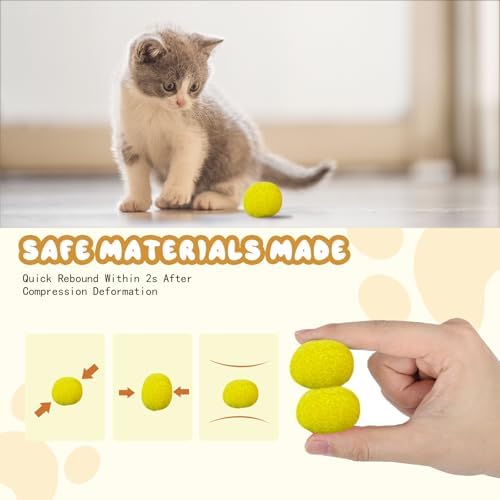 Cat Toy Balls with Launcher Set , Interactive Cat Toys with 1 Launcher & 20 Colorful Soft Pom Balls, Fun Pet Play Toy for Tracking Indoor Cats (Reinforced Edition)