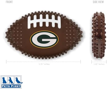 NFL Green Bay Packers Mega- Chew Hard Nylon Bacon-Flavored Dog Bone Football Chew Toy Interactive Tasty Fun Dog Chewy Toys Indestructible Strong Durable Tough Pet Biting Playtoy for Aggressive Chewers