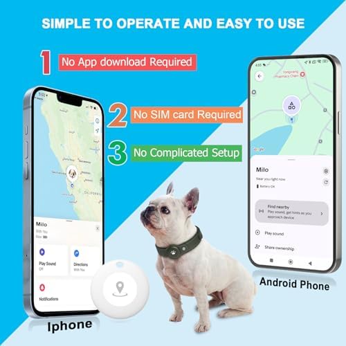 New GPS Tracker for Dogs: Smart Pet Collar with Real-Time Tracking,No Monthly Fee/Subscription (iOS & Android) Waterproof, Anti-Lost,365-Day Long Battery Life GPS Tracker Dog Collar(Tracker Included)