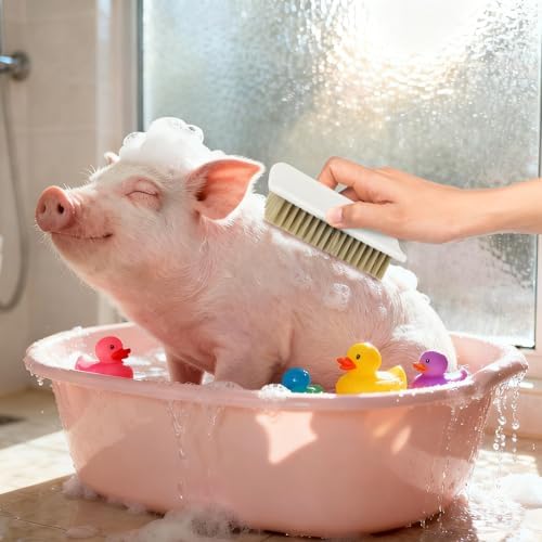 4Pcs Pig Enrichment Toy, Self-Grooming Scratch Brush and Treat Dispenser Ball Toys for Pigs