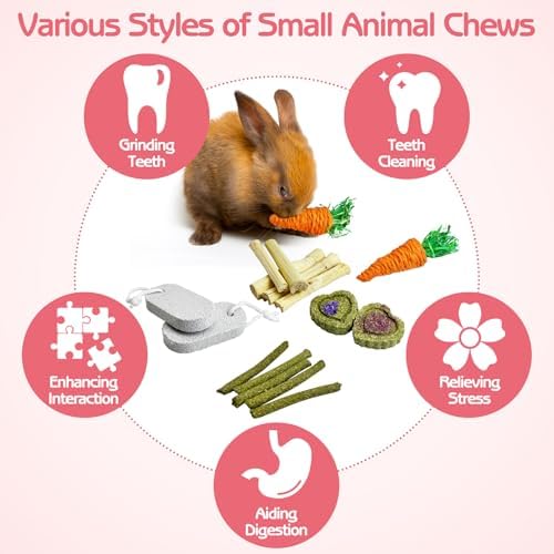PINVNBY Large Rabbit Tunnel，Collapsible Rabbit Tunnels for Indoor Bunnies Bunny Hideout with 5 Types of Chewing Toys for Ferret Kitten Small Animals (T Shape)