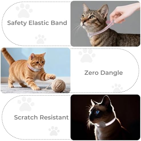 Tag Cat Collar, Ultra Elastic Cat Tracker Collar (Reflective Pink) | Compatible with Apple Air Tag Holder, Lightweight, Scratch Resistant, Stepless Adjustable Pet Tracking Collars for Cat Kitten