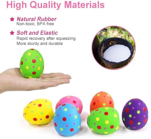 Dog Squeaky Toys, 6 Pcs Egg Shape Interactive Rubber Dog Toys, Durable Chew Fetch Play Toys for Puppies Small Medium Dogs