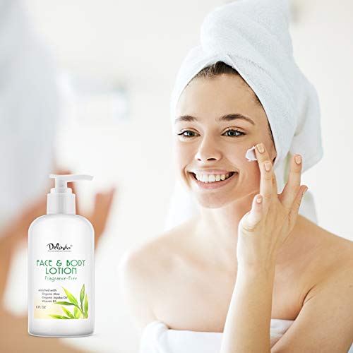 Deluvia Moisturizing Body Lotion & Face Lotion, Organic Aloe Vera, Shea Butter, Organic Jojoba Oil, Vitamin E & B5. Daily Skin Moisturizing Lotion For Dry Skin, Great For All Skin Types. - 2 Pack