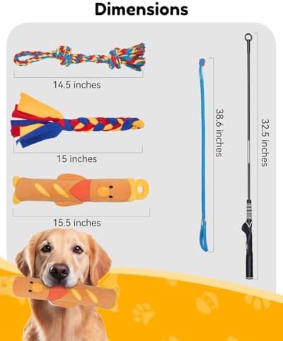 BurgeonNest Flirt Pole for Dogs with 3 Replacement Toys