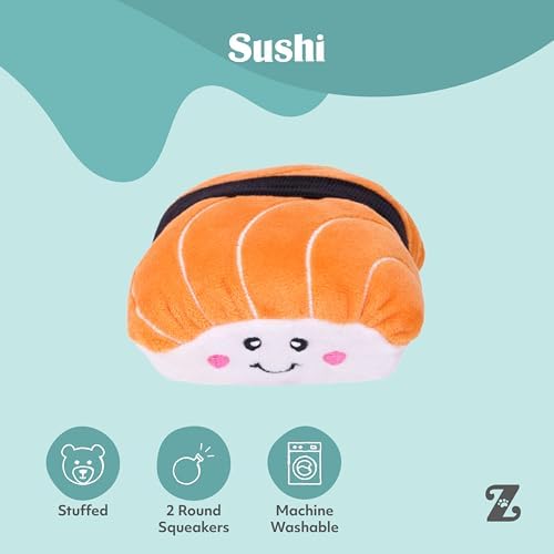 ZippyPaws NomNomz Dog Squeaky Toys to Keep Them Busy, Pet Products - Sushi