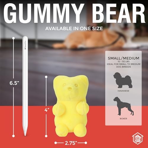 Gummy Bear – Luxurious Parody Plush Dog Toy with Squeaker, Premium Fabric, Embroidered Details, Designer-Inspired Chew Toy, Fun Gift for Small Dogs & Dog Lovers