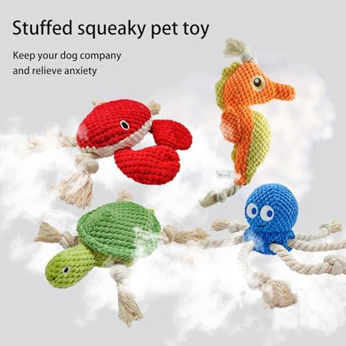 Cute Marine Animal Dog Squeaker Chew Toys, Interactive, Green Turtle