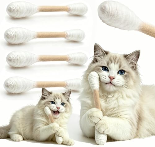 4 Pack Natural Wool Braided-Cat Toys Cat Qtip Toy with Organic Catnip
