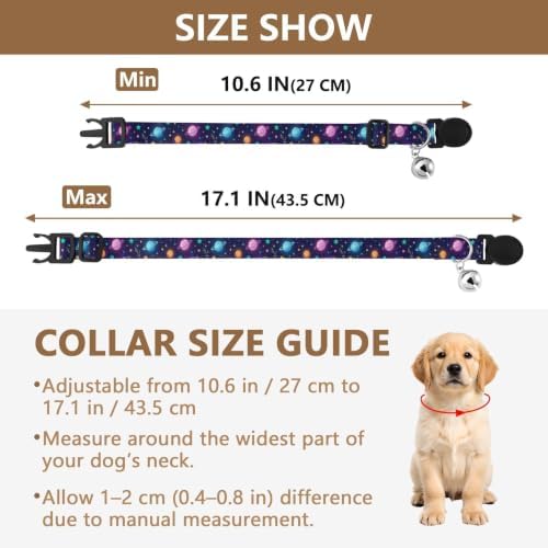Colorful Space Planets Small Dog Collar 2 Pack Collars for Puppies Adjustable 10.6 to 17.1 Inches