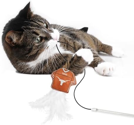 Pets First NCAA Texas Longhorns Team Jersey Wand with CAT NIP, Cat Toy Jersey Shaped Plush Teaser Toy for Cats & Kittens - Interactive Pet Toy for Play & Exercise