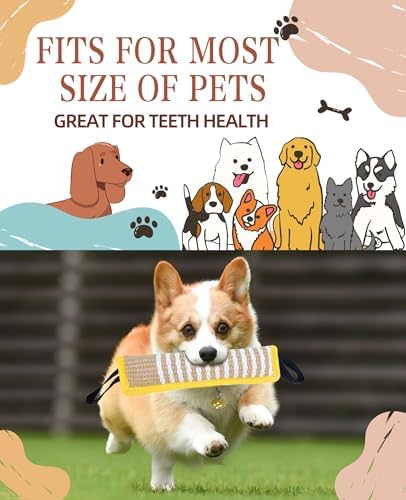 Clysoru Squeaky Tug Toy for Dogs Jute with 2 Strong Handles Lasting Training Equipment Puppy to Large Dog Interactive Toys of War Pull Indestructible Rope Pet Crinkle Teething