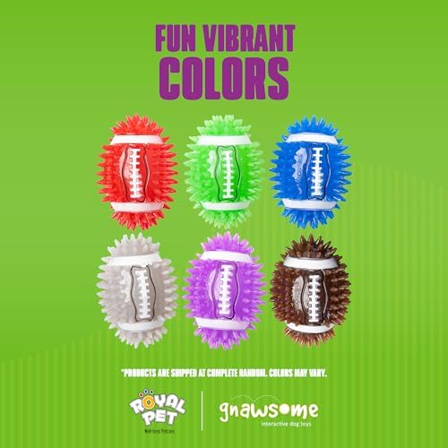 Gnawsome 4.5" Spiky Squeak & Light Football for Dogs - Durable, Rubber Bouncy Puppy Fetch & Chew Toy for Your Pet, Colors Will Vary for All Breed Sizes