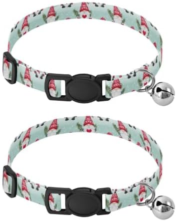 Cute Christmas Gnomes Red Hats Pet Collar 2 Pack Soft Polyester Pet Collar Adjustable 10.6 to 17.1 Inches