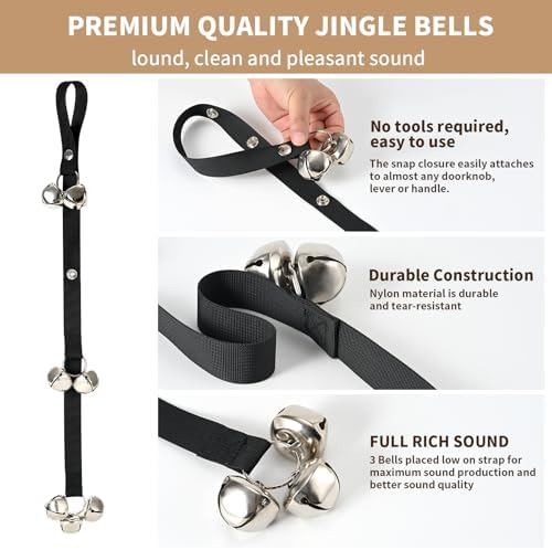 Luckyiren Upgraded Puppy Bells Dog Doorbells for Door Knob/Potty Training/Go Outside-Dog Bells for Puppies Dogs Doggy Doggie Pooch Pet Cat for Dog Lovers-Premium Quality-3 Snaps for Length Adjustment