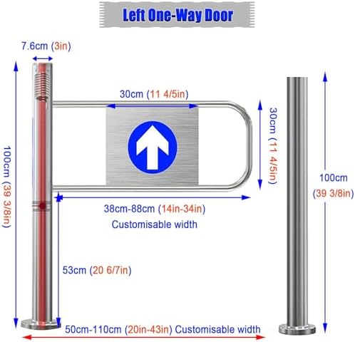 Spring-Loaded Safety Swing Gate, Self-Closing One-Way Pedestrian Door, 20-34 Inch Wide, Ideal for Hallways & Entrances, Secure & Convenient Access Control