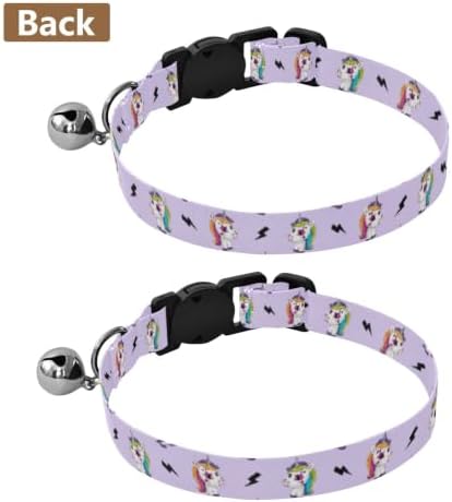 Cute Unicorns Rainbow Adjustable Pet Collar, 2 Pack Cat Bell Collar