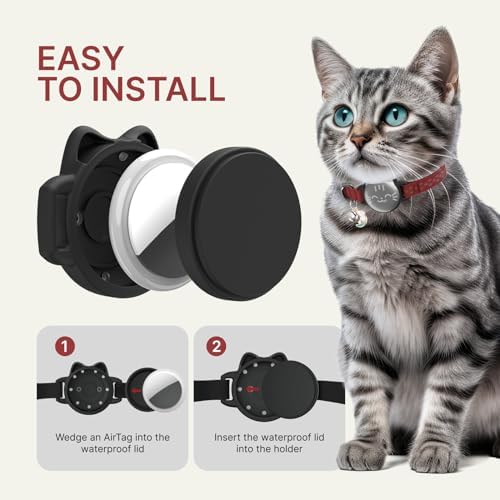AirTag Cat Collar, Reflective Breakaway Collar, Hidden Holder with Bell | Compatible with Apple AirTag 1st & 2nd Gen, Lightweight Water-Resistant Strap for Cats, AirTag Not Included