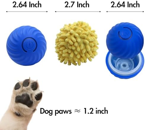 Interactive Dog Ball Toys for Pet Dogs,Smart Electric Small Medium Dog Toys to Keep them Busy,Automatic Rolling Jumping Balls with 2 Cover for Dogs,Rechargeable Balls,Not for Aggressive Chewers,Blue