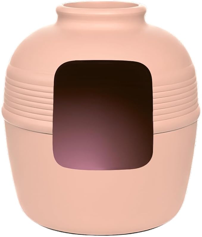 Good Pet Stuff Hidden Litter Box Planter, Decorative Cat Litter Enclosure with Carbon Filter, Upgraded Design, Easy to Clean, Replacement Kit, Original Round Style, Blush Coral