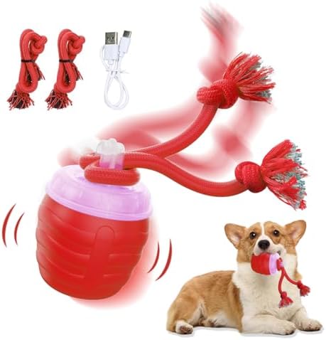 Interactive Dog Toy, [Newly Upgraded] Motion Activated Rolling Ball for Small Dogs, Automatic Moving Dogs Ball for Boredom, USB Rechargeable(Red)