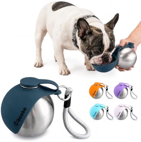 Cibaabo Portable Dog Water Bottle with Collapsible Silicone Bowl 10 oz