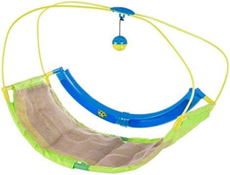 PETMAKER Interactive Cat Toy Rocking Activity Mat- Swing Playing Station with Sisal Scratching Area, Hanging Toy, Rolling Ball for Cats and Kittens