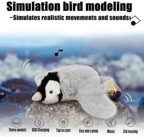Yewmow Interactive Chirping Cat Toy,Flapping Wings Sound Toy